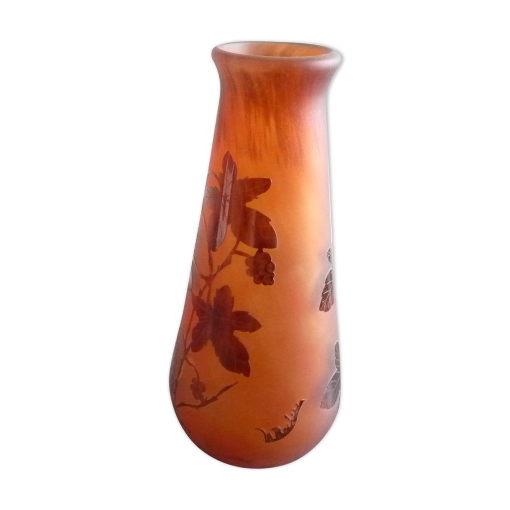 Vase la Rochere en pâte de verre et crystal thème les vignes | Selency