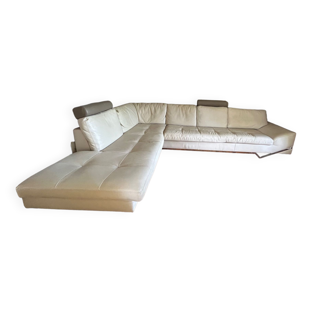 Canapé d'angle méridienne en cuir Roche Bobois | Selency