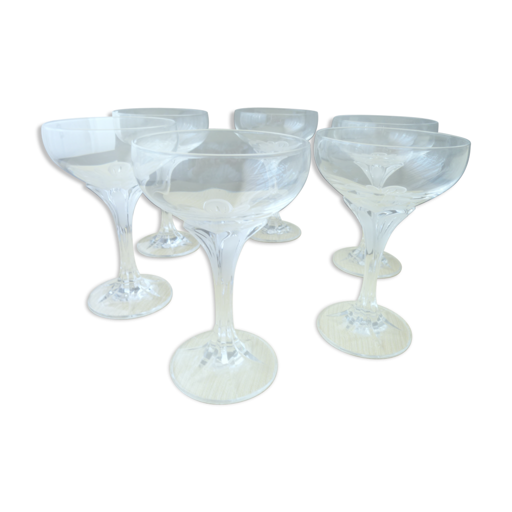 Set de 6 coupes à champagne en cristal d'Arques Modèle Granville | Selency