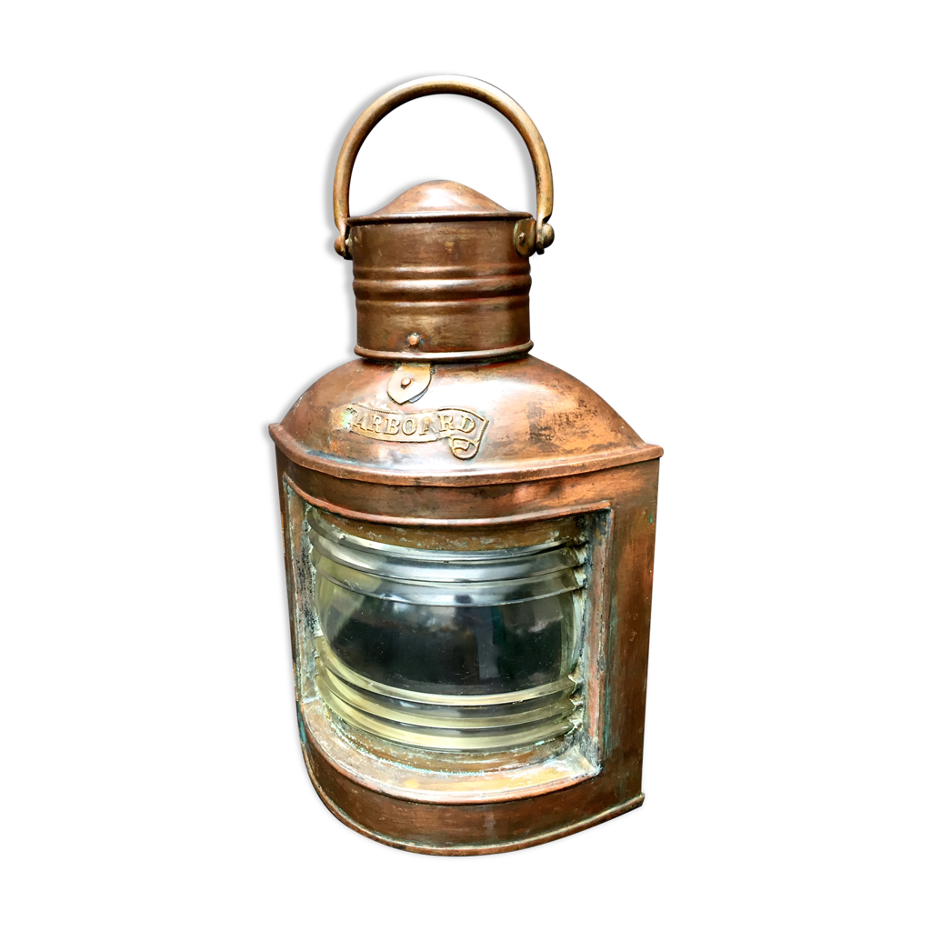 Lanterne maritime antique fanal de marine en cuivre ancienne lampe  sémaphore 19ème siècle | Selency