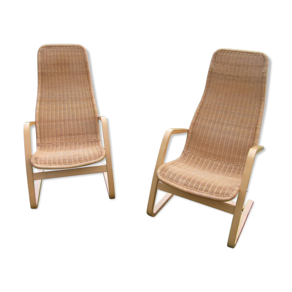 Paire de fauteuils cantilever en rotin Ikea, 1995 | Selency