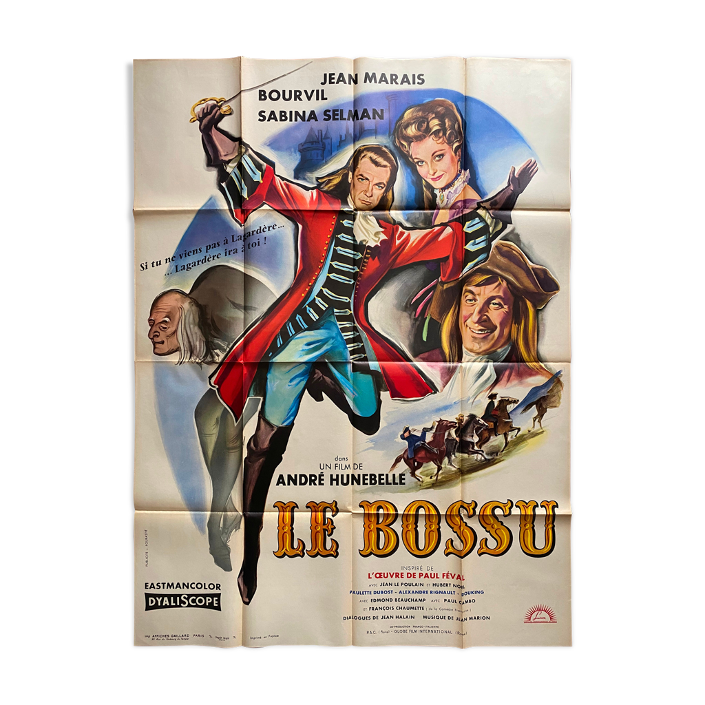 Affiche cinéma "Le Bossu" Bourvil, Jean Marais 120x160cm 1964 | Selency