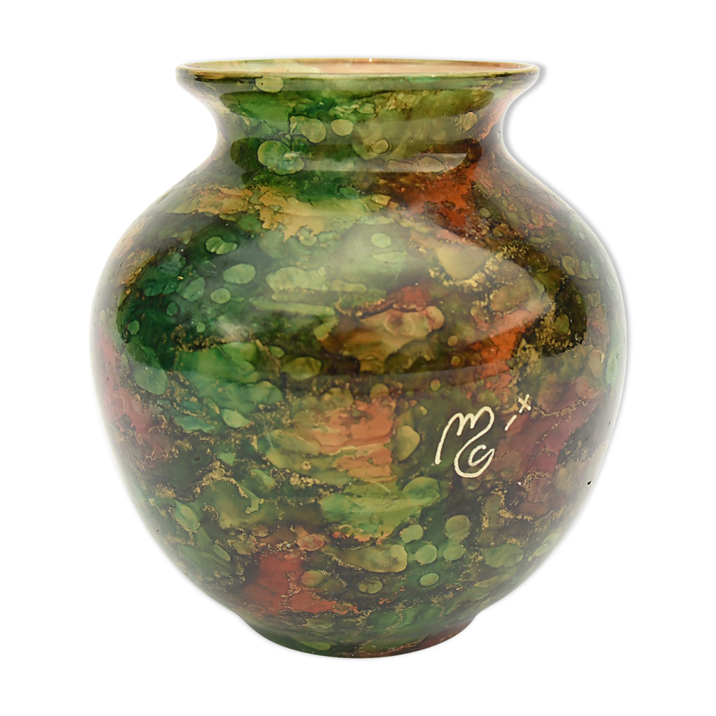 Vase en verre laqué signé Mistigri Chapoutier | Selency