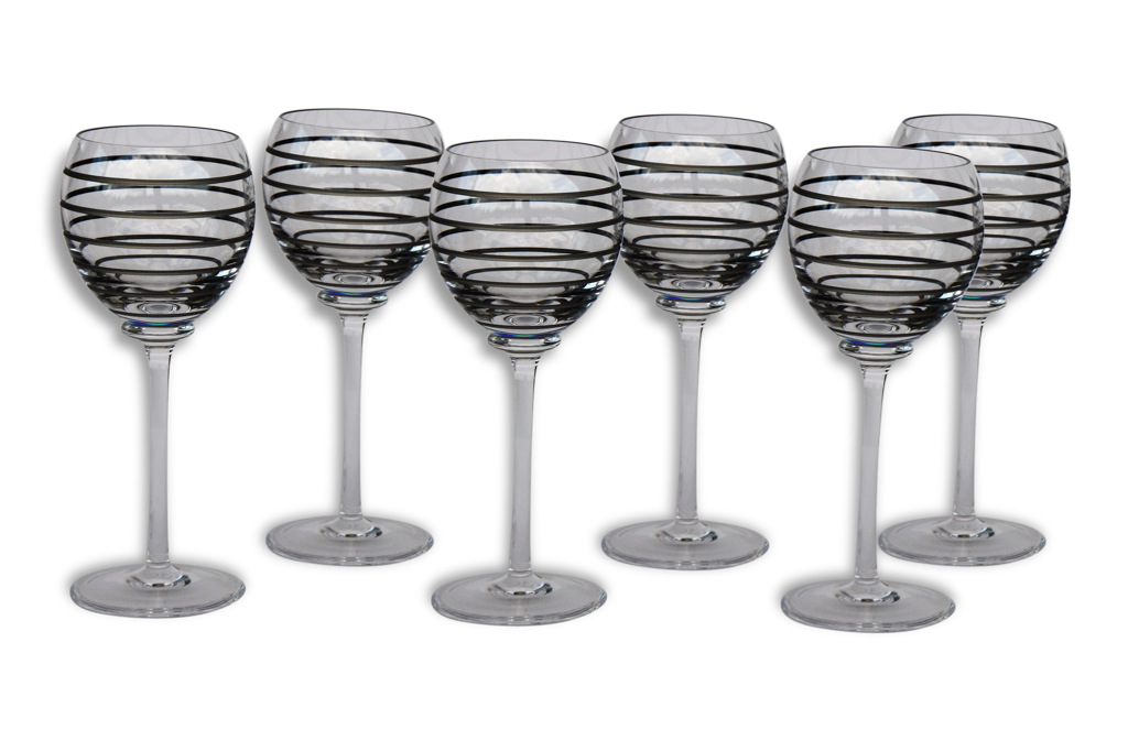 Série de 6 verres à vin cristal Hermès collection Fanfare platine | Selency