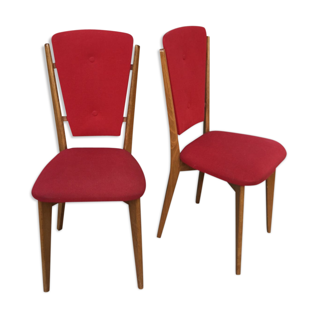 Duo de chaise scandinave rouge | Selency