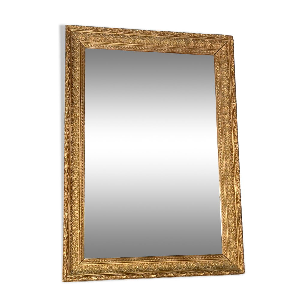 Miroir ancien cadre bois stuc doré 43x31 cm SB160 | Selency