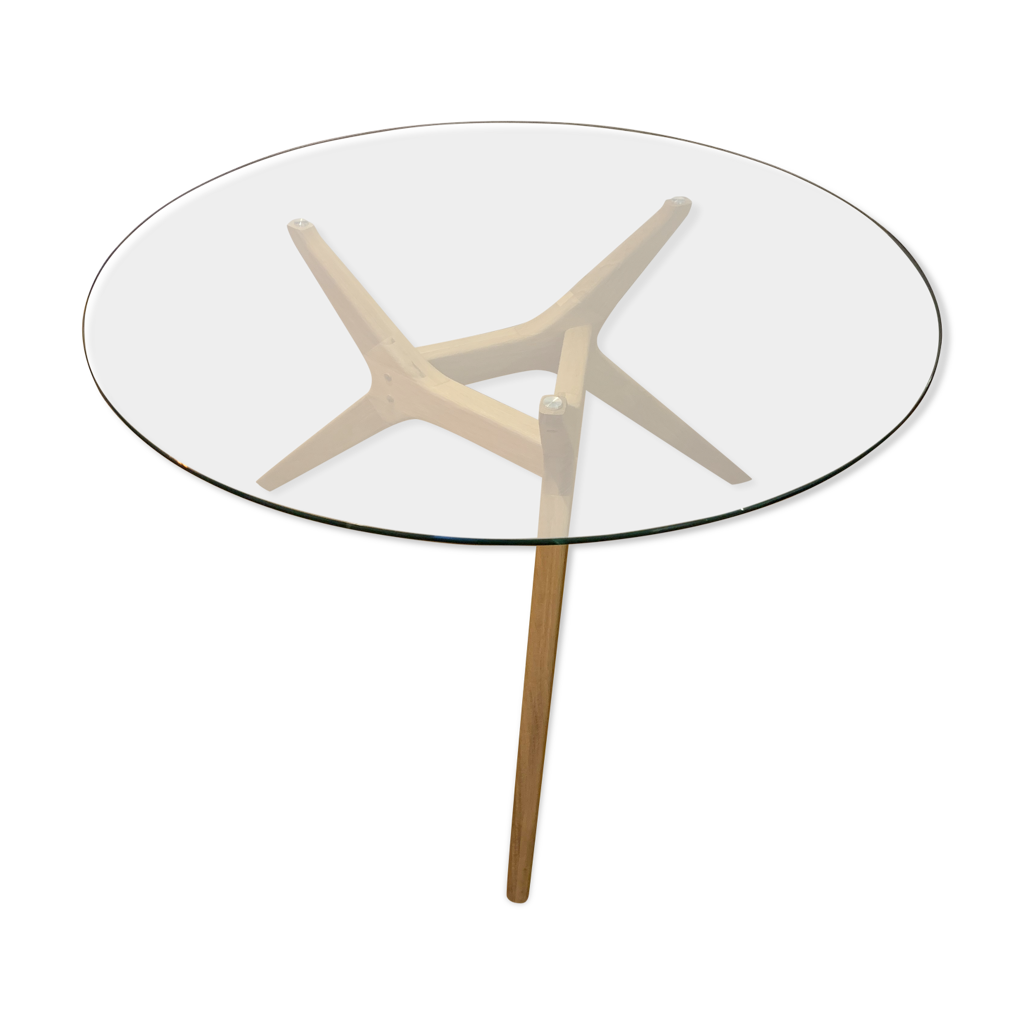 Table ronde verre & chêne modèle Maricielo Am.Pm | Selency