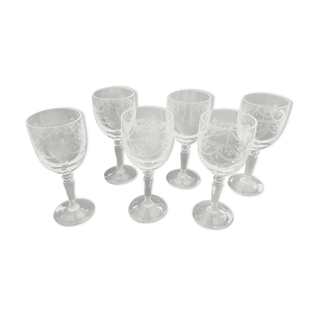 Six verres vintages en cristal d'Arques modèle Dampierre | Selency
