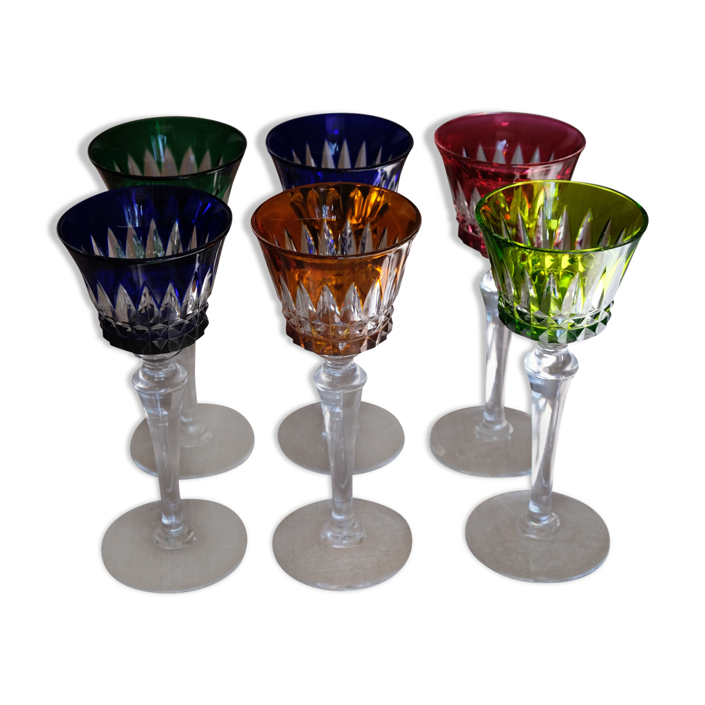 6 verres Baccarat Modèle Piccadilly en cristal doublé de couleurs | Selency