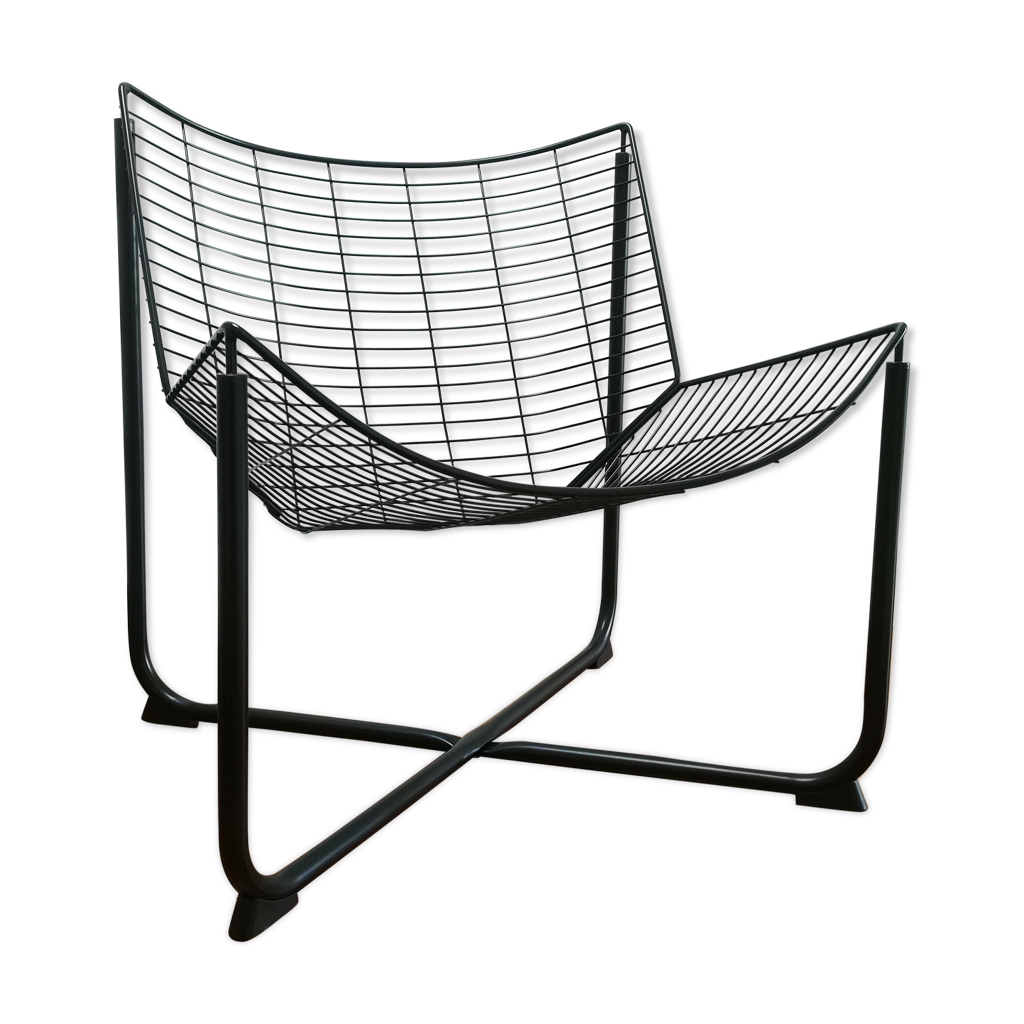 Fauteuil métal noir design par Niels Gammelgard, réédition Ikea | Selency