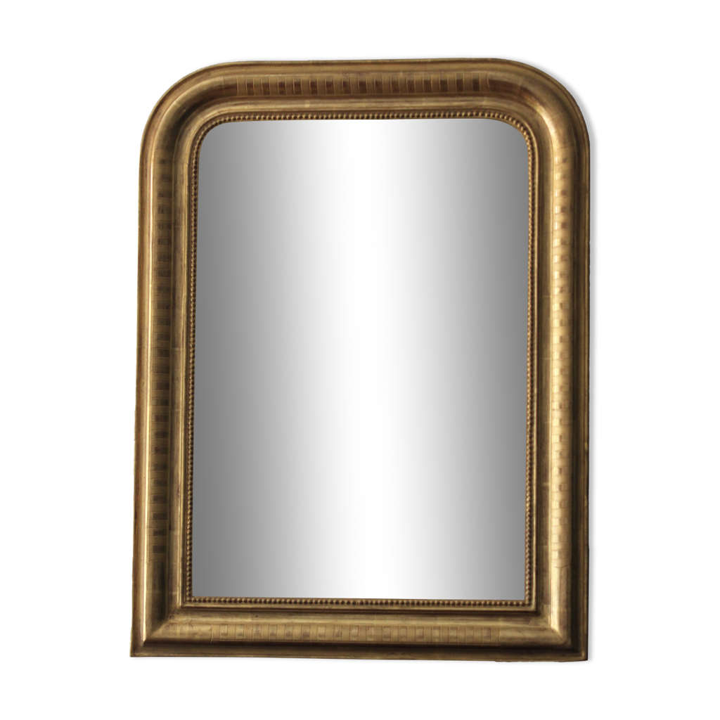 Miroir Louis Philippe doré à la feuille d'or et glace d'origine datée de  1879 | Selency