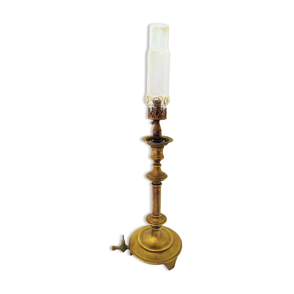 Lampe de table ancienne à gaz en laiton | Selency