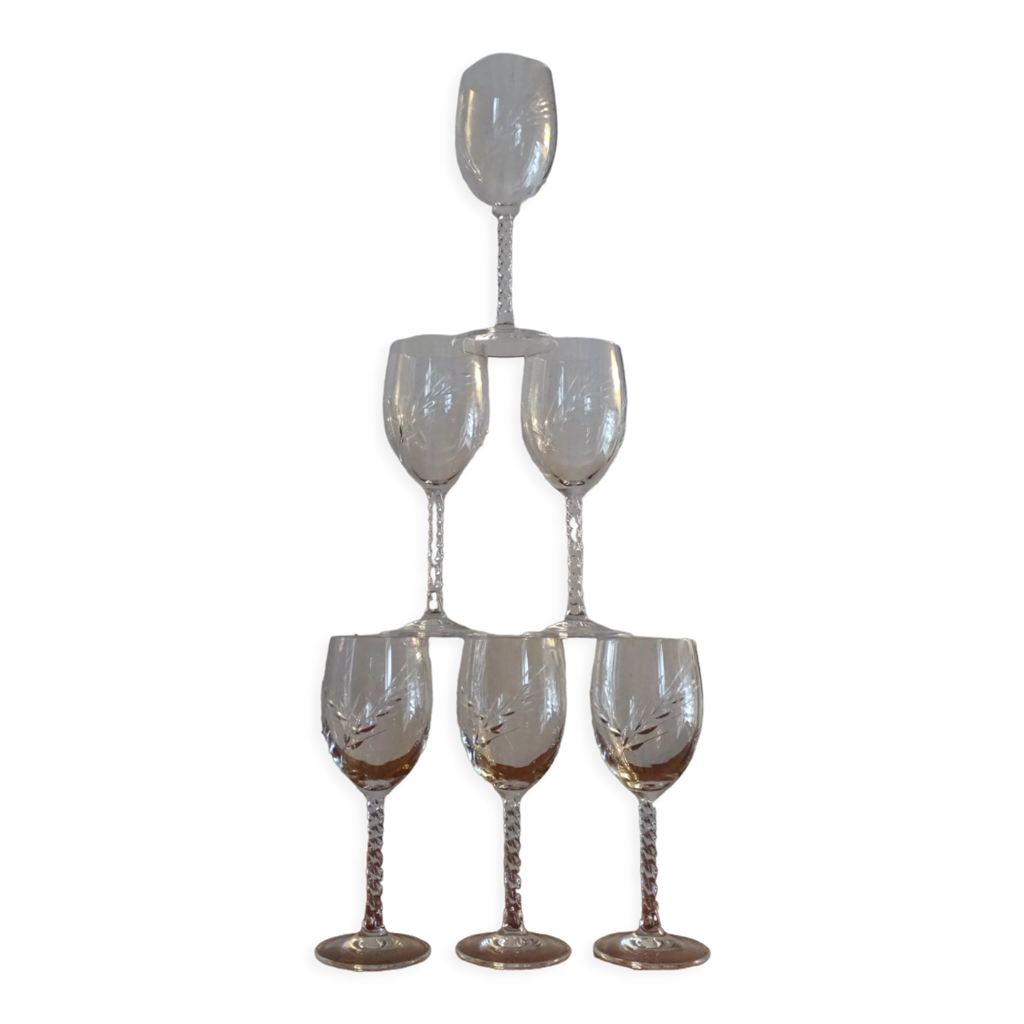 6 verres vin rouge cristal d'Arques - Modèle fleury Epi signés - 17,6 cm |  Selency