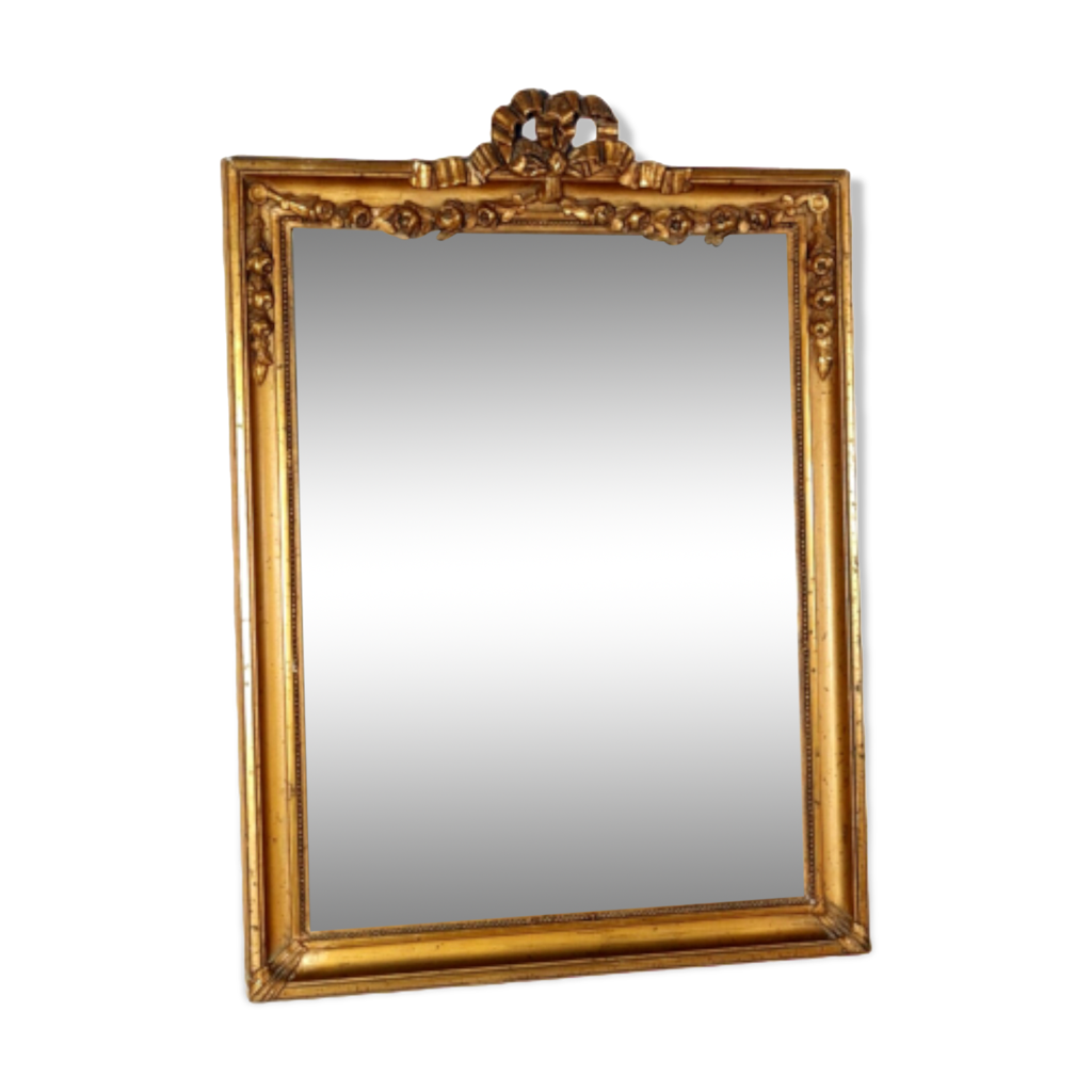 Miroir ancien style louis xvi bois stuc doré 50x36 cm sb | Selency