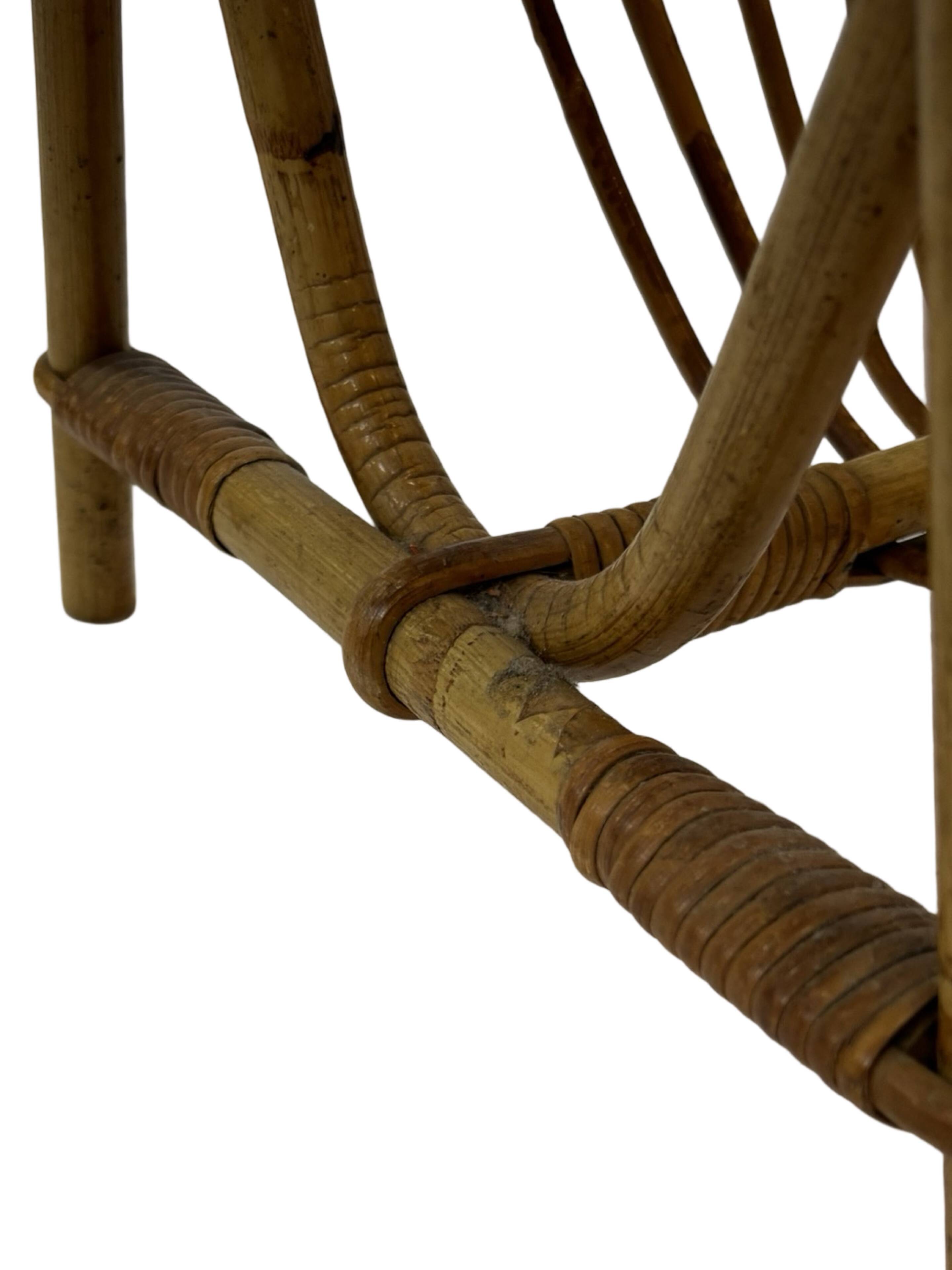 Vintage Rattan Magazine Basket Newspaper Rack 60s Rohe
