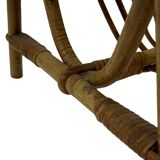 Vintage Rattan Magazine Basket Newspaper Rack 60s Rohe