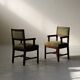 Pair of modernist armchairs in solid oak, France, circa 1940.