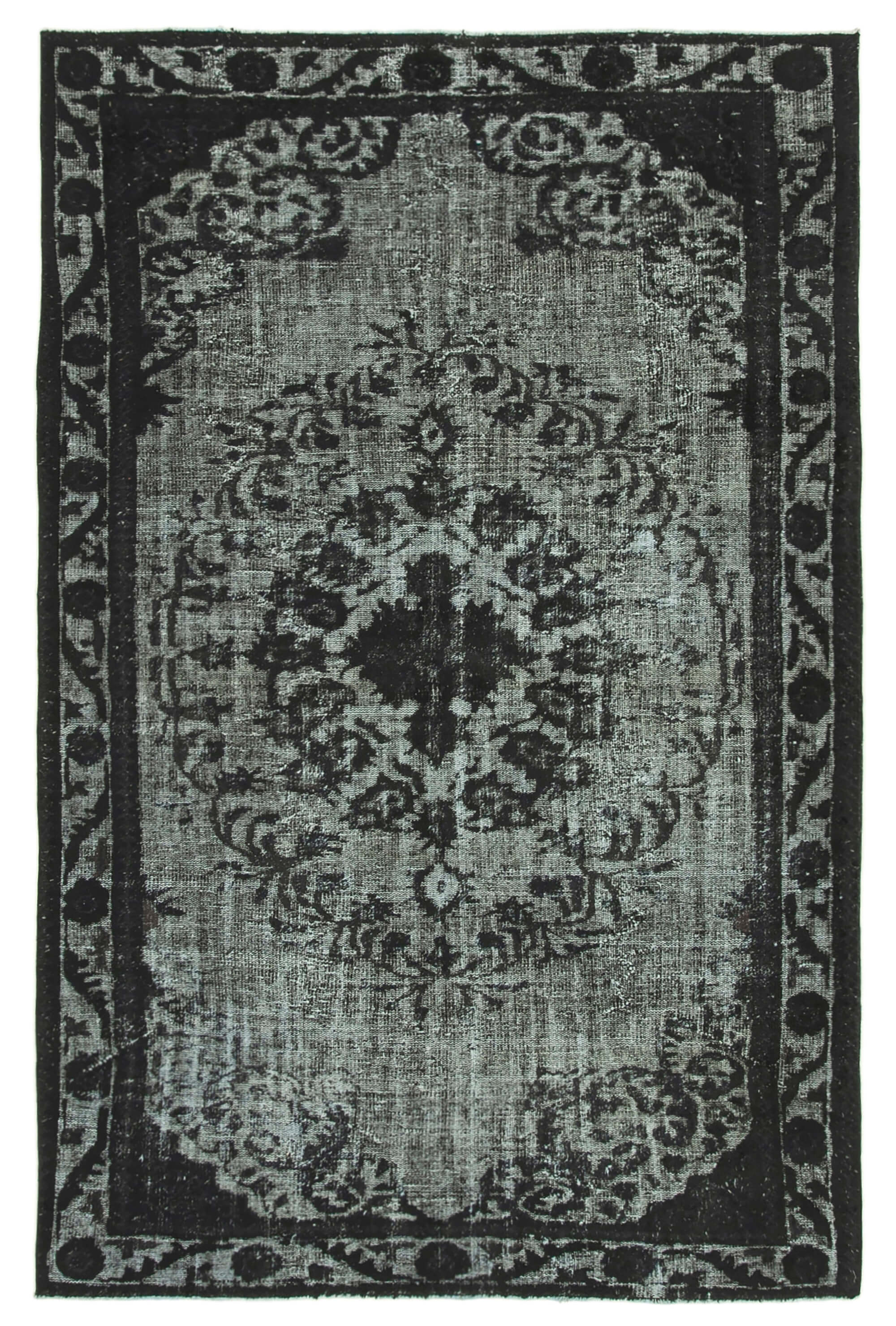 Hand-knotted vintage turkish 1970s 191 cm x 293 cm black rug