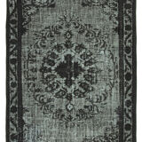 Hand-knotted vintage turkish 1970s 191 cm x 293 cm black rug