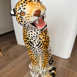 Leopard, Italian sculpture in glazed ceramic.