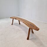 Banc en tronc d'arbre en bois, France 1960