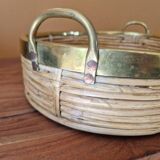 Gabriella Crespi (1922-2017) Rattan basket, tray, centerpiece