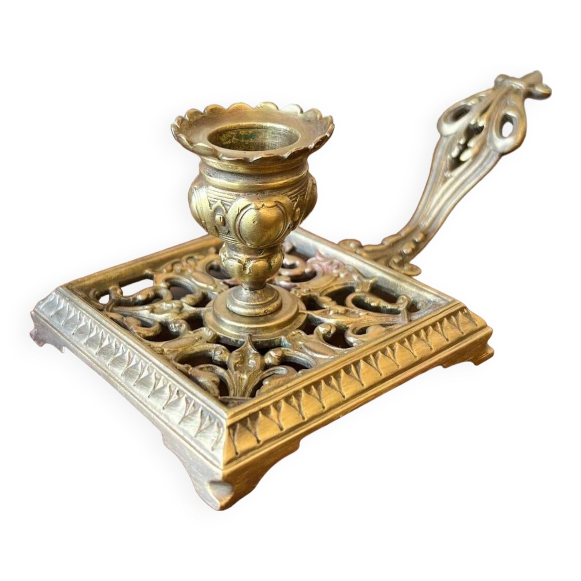 Bronze cellar rat candle holder