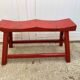 Red end of bed bench in solid wood with cracked effect Chinese style 1950