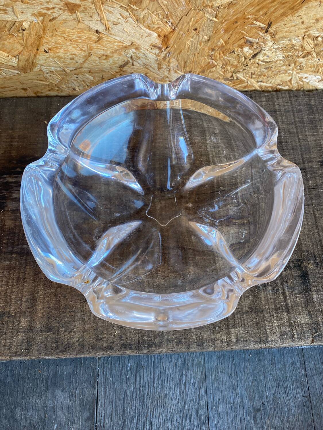 Vintage daum crystal petal shaped ashtray pocket video #d9