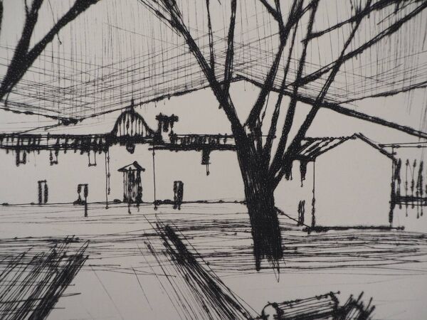 Bernard Buffet : L'entrée du château - Gravure originale