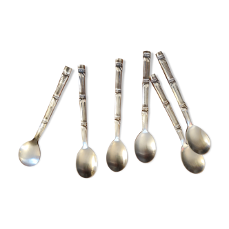 6 silver metal spoons