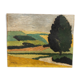 Vintage landscape in oil