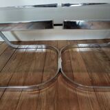 Table basse inox et verre fumé 1973