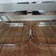 Stainless coffee table and smoked glass 1973
