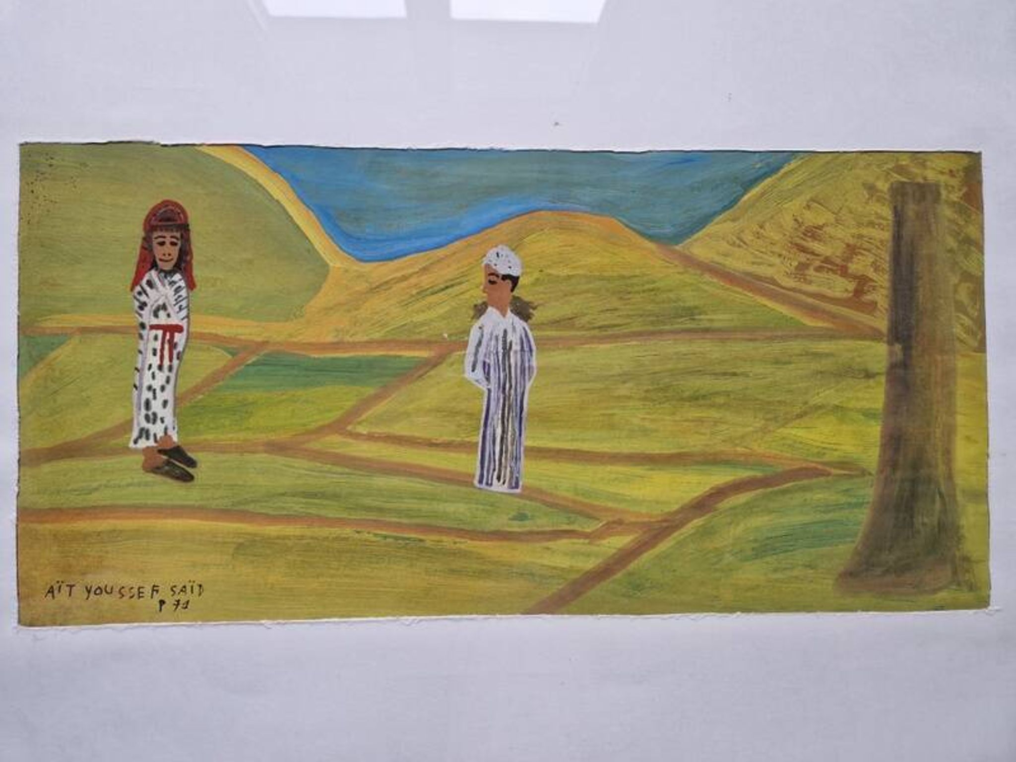 Saïd Aït Youssef (1920-1986) - Gouache on paper - Figures in the countryside