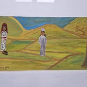 Saïd Aït Youssef (1920-1986) - Gouache on paper - Figures in the countryside