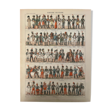 Lithograph engraving on military costumes 1897