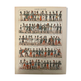 Lithograph engraving on military costumes 1897