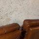 Pair camel leather armchairs