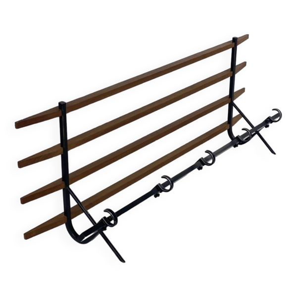 Porte manteau 1950 métal et bois vintage