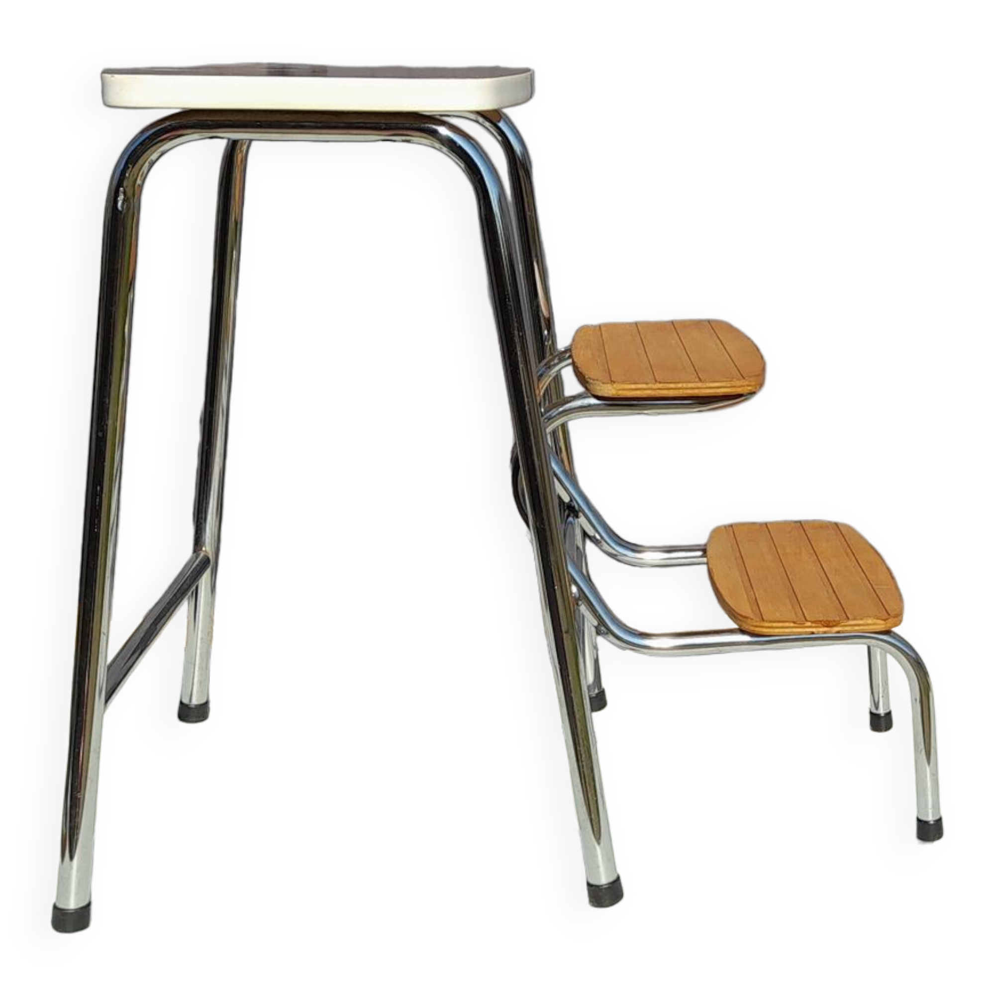 Tabouret escabeau marchepied en formica marron