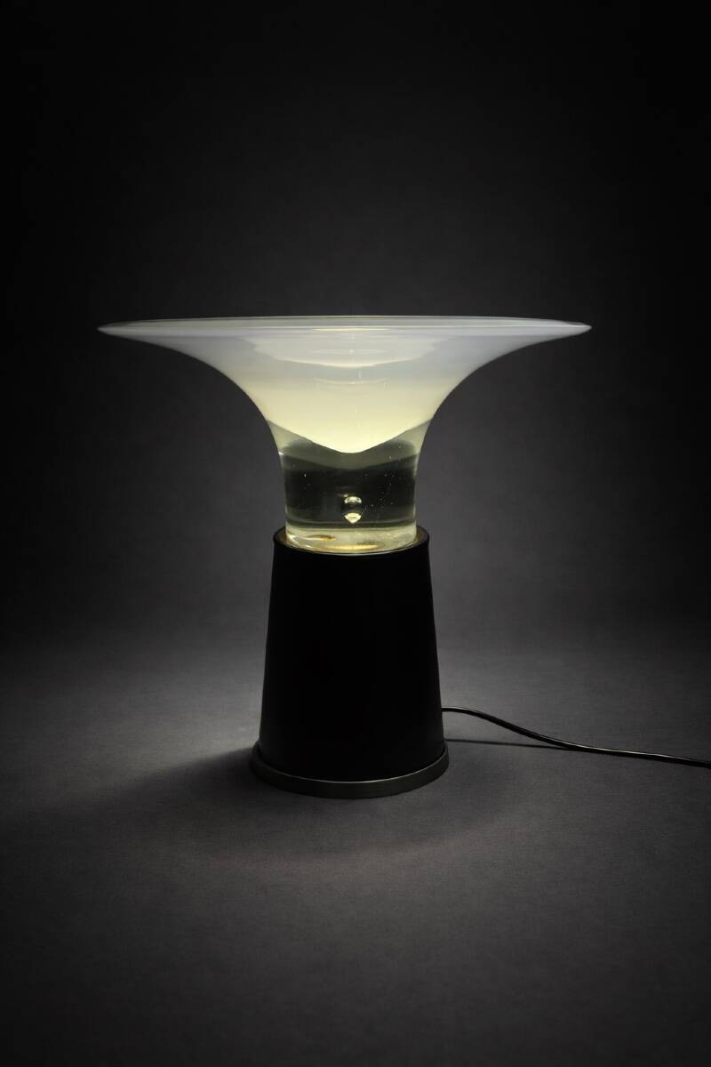 Vistosi - Leather and glass lamp circa 1970
