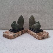 Pair of greenhouse book Art Deco animal sculpture marble base