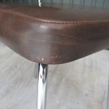 Set of 4 chairs in skaï and vintage chrome