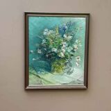 Original Swedish Oil On Canvas – “Floral Still Life” By Inga öfjäll – Vintage & Framed