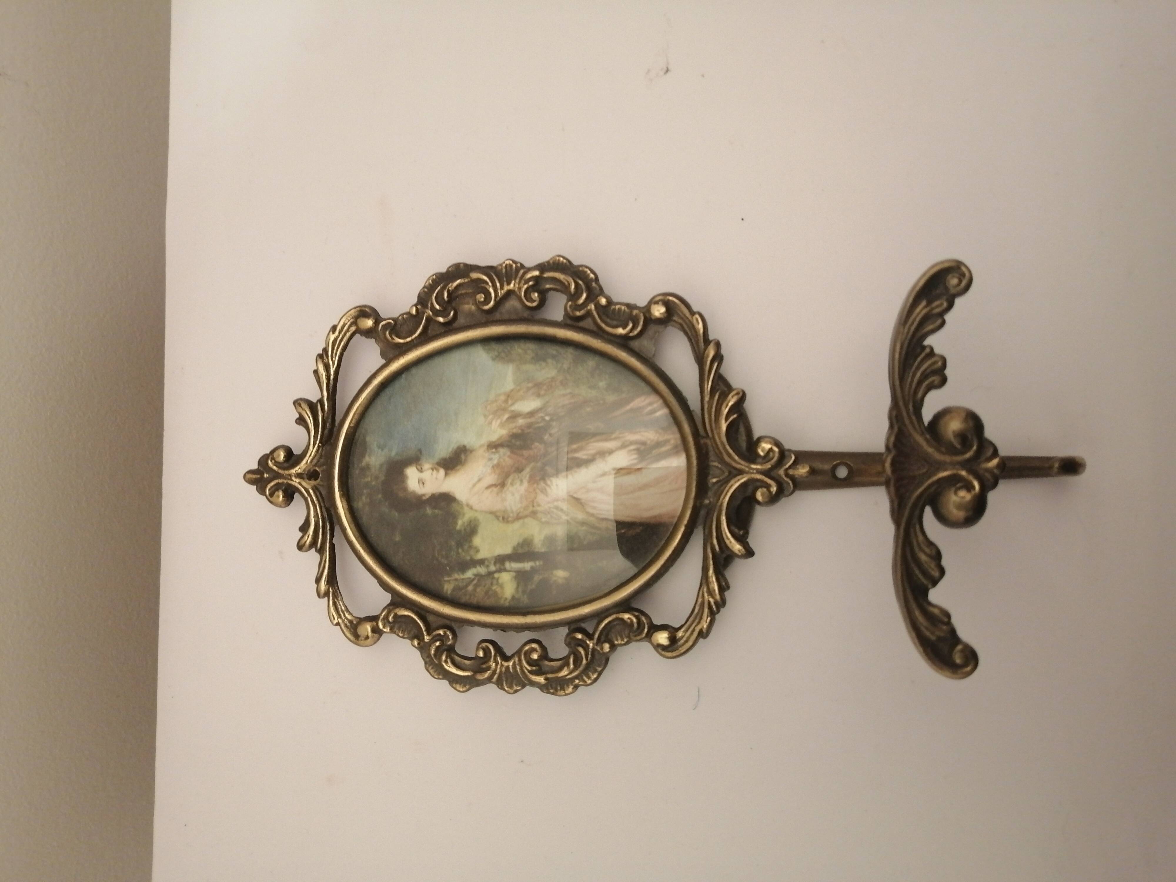 Vintage wall brass medallion frame hook