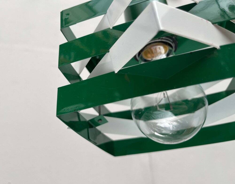 Modern metal lamella pendant lamp from the mid-century in the style of J. J. M. Hoogervorst for Anvia, 1960s.