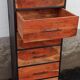 High metal furniture with 6 wooden drawers