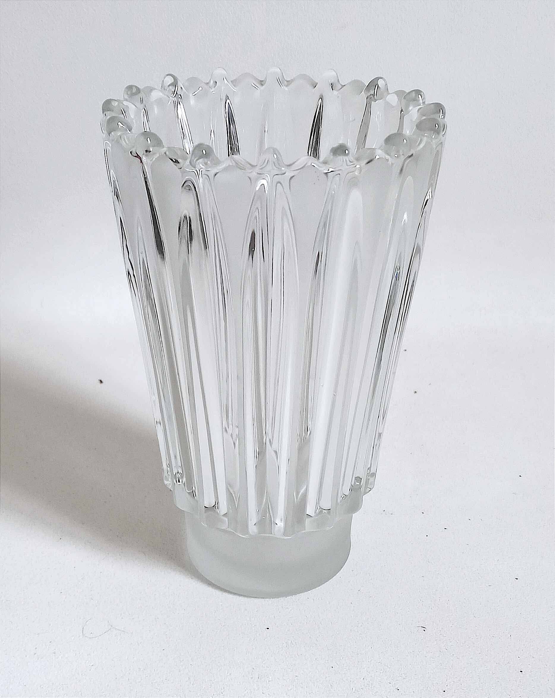 Molded pressed glass vase 1960s Height 22 cm
