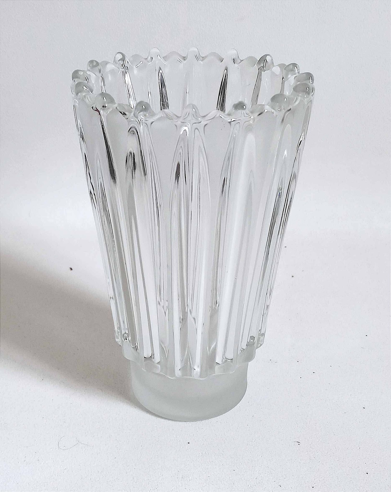 Molded pressed glass vase 1960s Height 22 cm